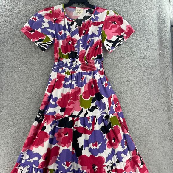 NAOO Colorful Flare Womens Dress Floral Maxi Size M Long Tiered Prairie - Picture 12 of 15